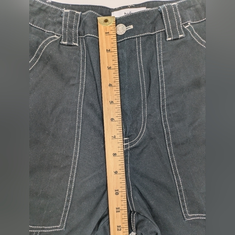 Simons Twik women's straight leg contrasting seam black carpenter pants size S - Picture 8 of 10